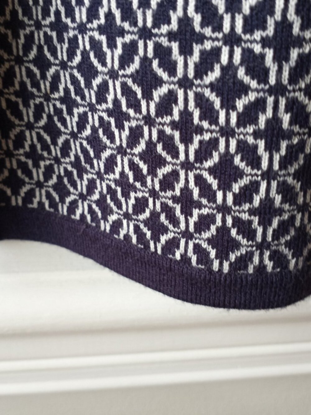 Talbots Navy and White Patterned Short-Sleeve Sweater - Picture 5 of 6